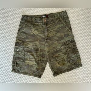 Quicksilver Green Camouflage Cargo Shorts